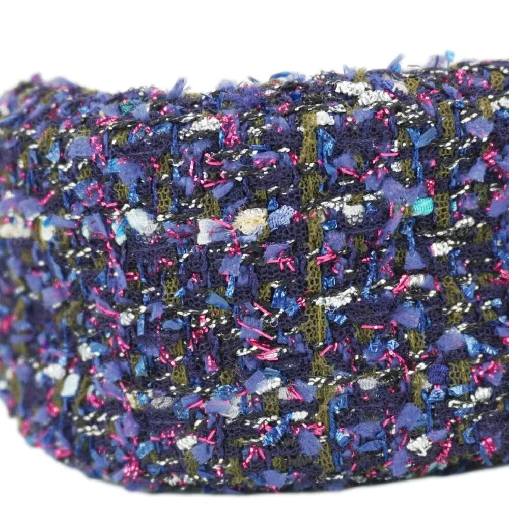 Chanel  Round Tweed Chain Clutch Crossbody Bag Blue - Picture 7 of 13